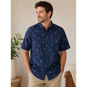 Visive Big Mens 3XL Navy Blue Pinata Print Short Sleeve Button Down Shirt